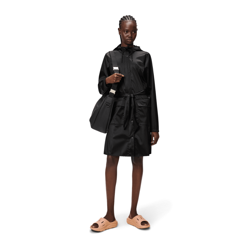 Curve Long Jacket Black Grain