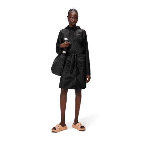 Curve Long Jacket Black Grain